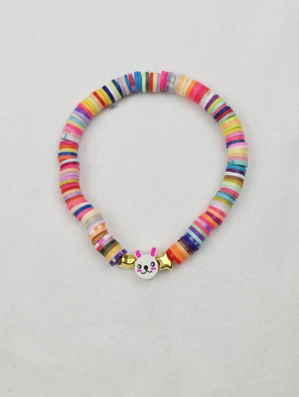 Handmade Clay Bead Multi Color Bunny Bracelet